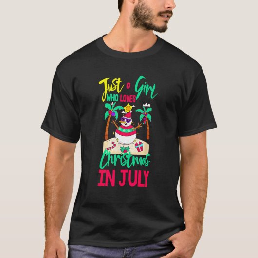 Flamingo Just A Girl Who Loves Christmas In July S Tシャツ (正面)