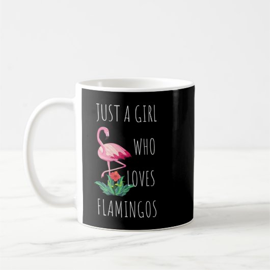 flamingo Just a Girl who loves Flamingos gift cute コーヒーマグカップ (左)
