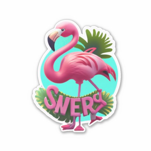 Flamingo LaptopおよびPhoneスタンプ シール (正面)