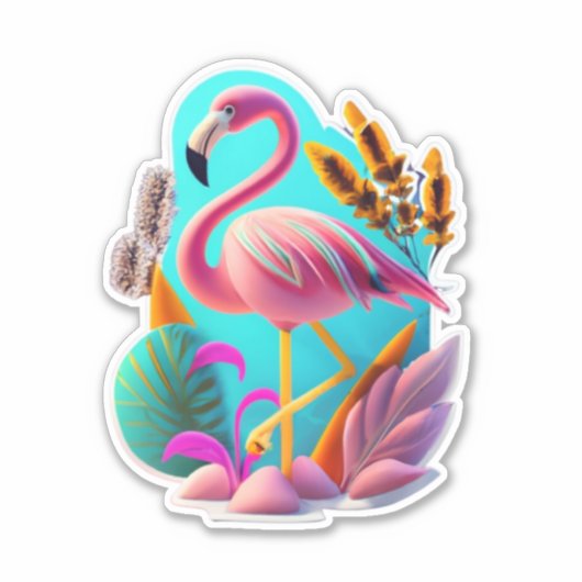 Flamingo LaptopおよびPhoneスタンプ シール (正面)