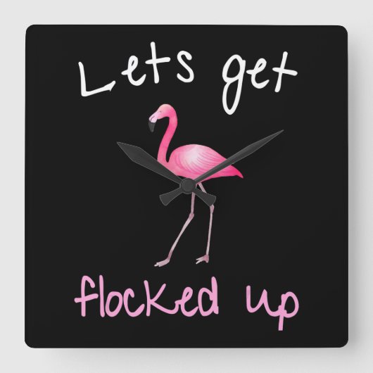 Flamingo - Let Get Flocked スクエア壁時計 (正面)