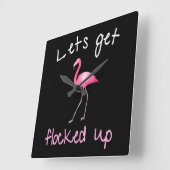 Flamingo - Let Get Flocked スクエア壁時計 (傾斜)