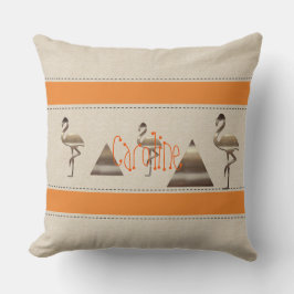 Flamingo Linen Orangeおもしろい文字名を追加 クッション
