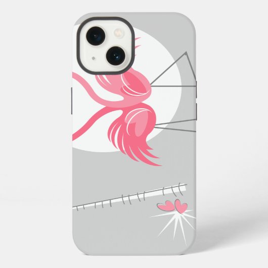 Flamingo Love IPadケース水平 iPhoneケース (裏面)