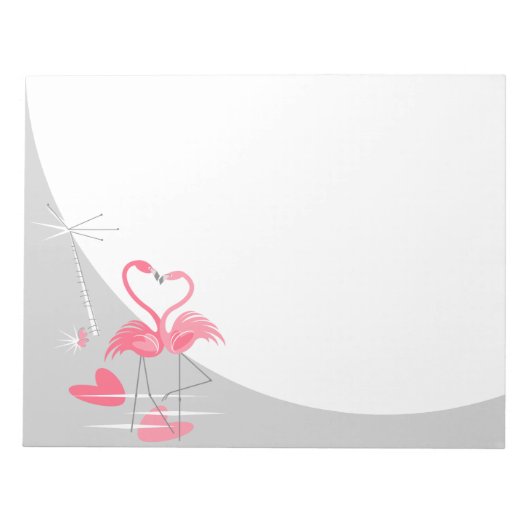 Flamingo Love Large Moonメモ帳(横) ノートパッド (正面)