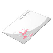 Flamingo Love Large Moon文字メモ帳水平 ノートパッド (アングル)