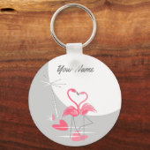 Flamingo Love Large Moon Name keychain basic キーホルダー (正面)