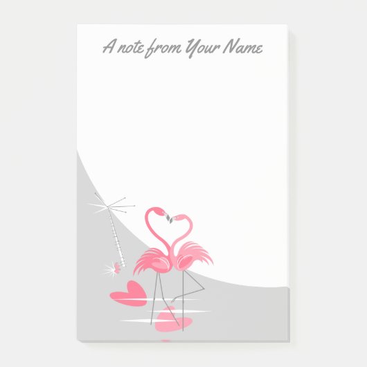 Flamingo Love Large Moon post-it notes垂直 ポストイット (正面)