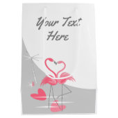 Flamingo Love Large Moon Your Text medium ミディアムペーパーバッグ (裏面)
