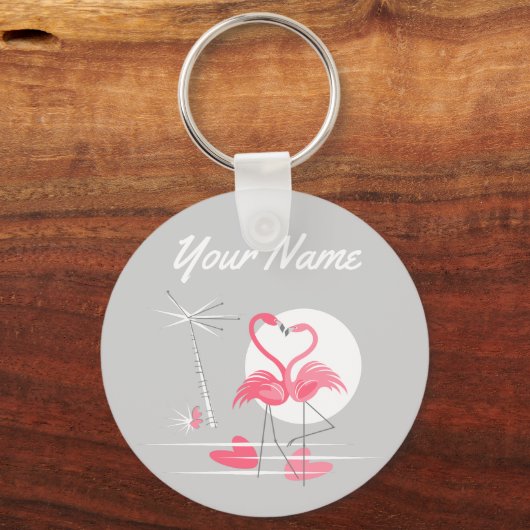 Flamingo Love Name keychain basic キーホルダー (正面)