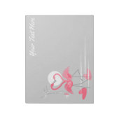 Flamingo Love Side文字メモ帳(横) ノートパッド (回転)