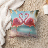 Flamingo Love Tropical Coastal Throw Pillow クッション (ブランケット)