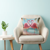 Flamingo Love Tropical Coastal Throw Pillow クッション (椅子)