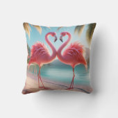 Flamingo Love Tropical Coastal Throw Pillow クッション (裏面)