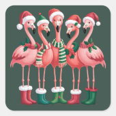 Flamingo Lover Gift Christmas Merry Xmas スクエアシール (正面)