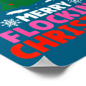 Flamingo Merry Flocking Christmas Funny Xmas Men W ポスター (角)