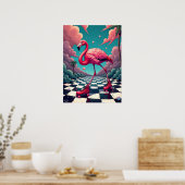 Flamingo on a Dream Roller Rink :レトロ ポスター (キッチン)