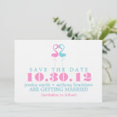 Flamingo Paar Hochzeit Save the Date 招待状 (スタンド正面)