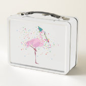 Flamingo Partying – 誕生日パーティーで動物 メタルランチボックス (裏面)