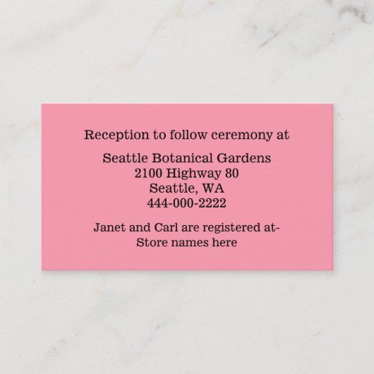 Flamingo Pinkの情結婚報カード エンクロージャーカード (正面)