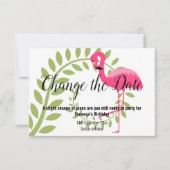 FLAMINGO PINK CHANGE DATE WHITE RSVPカード (正面)