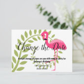 FLAMINGO PINK CHANGE DATE WHITE RSVPカード (スタンド正面)