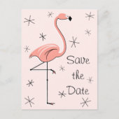 Flamingo Pink "Save the date"垂直はがき 案内ポストカード (正面)