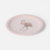 Flamingo Pink Stripe Birthday Tropical ペーパープレート (アングル)