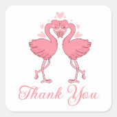 Flamingo Pink Tropical Beach Wedding Thank You スクエアシール (正面)