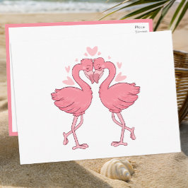 Flamingo Pink Tropical Beach Wedding Thank You ポストカード