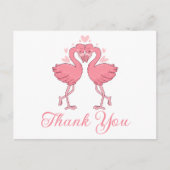 Flamingo Pink Tropical Beach Wedding Thank You ポストカード (正面)