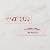 Flamingo Pink 'VIP PASS'ビジネスカードスキニー スキニー名刺 (正面/裏面)