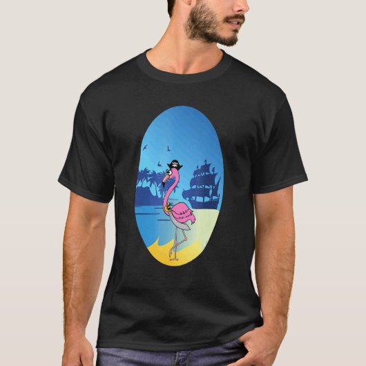 Flamingo Pirate Buccaneer Sea Tシャツ (正面)