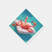 Flamingo Relaxing On a Pool Mattress スタンダードカクテルナプキン (角)