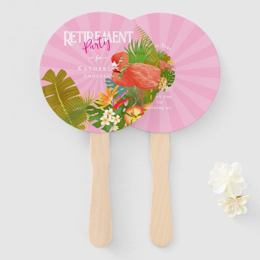 Flamingo Retirement Pink  ハンドファン (正面&裏面)