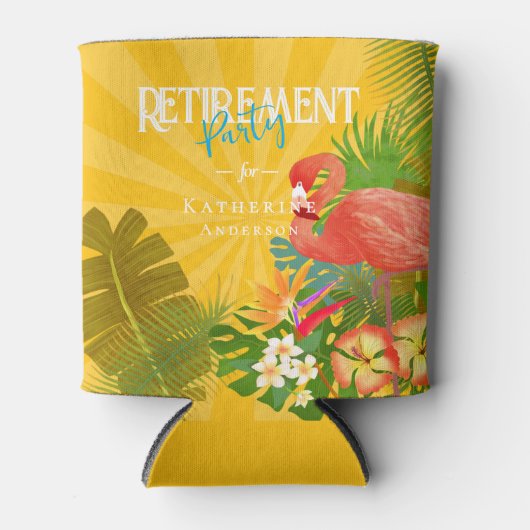Flamingo Retirement Yellow Orange Can Cooler 缶クーラー (正面)