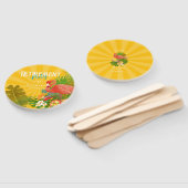 Flamingo Retirement Yellow Orange Cooler ハンドファン (組立なし)