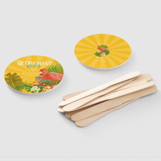 Flamingo Retirement Yellow Orange Cooler ハンドファン (組立なし)