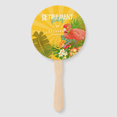 Flamingo Retirement Yellow Orange Cooler ハンドファン (正面)