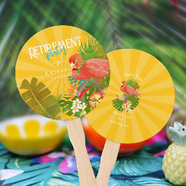 Flamingo Retirement Yellow Orange Cooler ハンドファン
