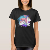 Flamingo Riding A Unicorn Flamingo Bird Tシャツ (正面)