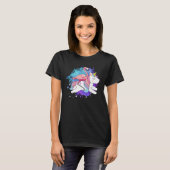 Flamingo Riding A Unicorn Flamingo Bird Tシャツ (正面フル)