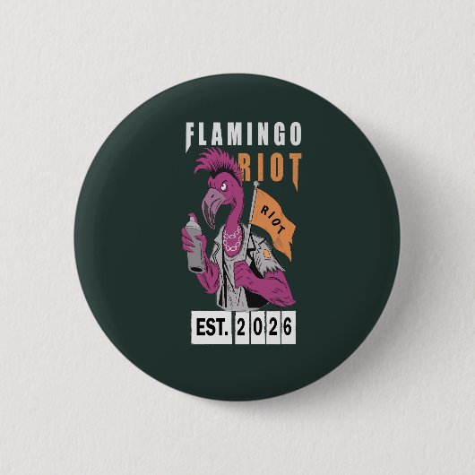 Flamingo Riot Urban Aesthetic Design 缶バッジ (正面)