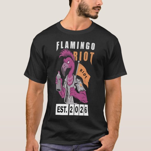 Flamingo Riot Urban Aesthetic Design Tシャツ (正面)