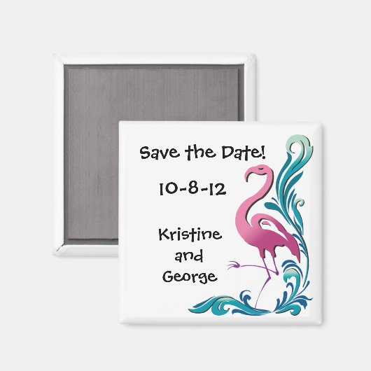 Flamingo Save the Date Magnet マグネット (正面/裏面)