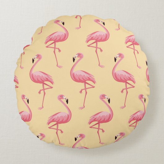 Flamingo seamless pattern background. Pink flaming ラウンドクッション (正面)