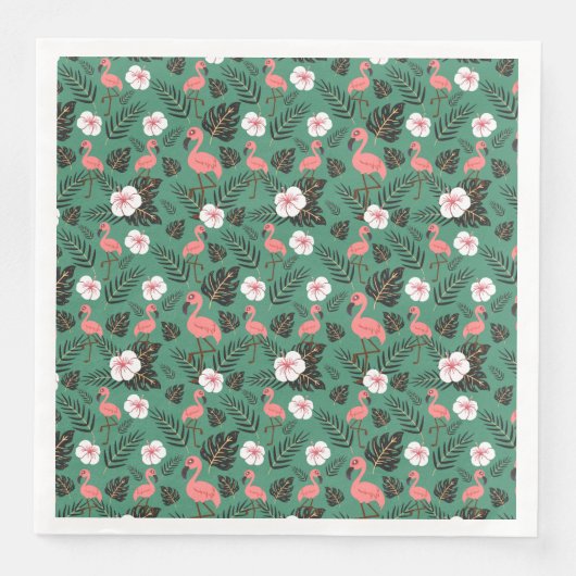 Flamingo seamless pattern pink on green background (正面)