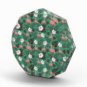 Flamingo seamless pattern pink on green background フォトブロック (右)