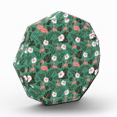 Flamingo seamless pattern pink on green background フォトブロック (左)