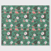 Flamingo seamless pattern pink on green background ラッピングペーパー (フラット)